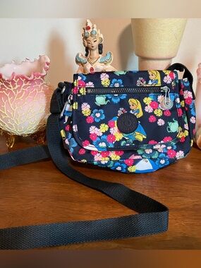 Kipling Small Floral Disney Alice in Wonderland Crossbody Bag in Navy
